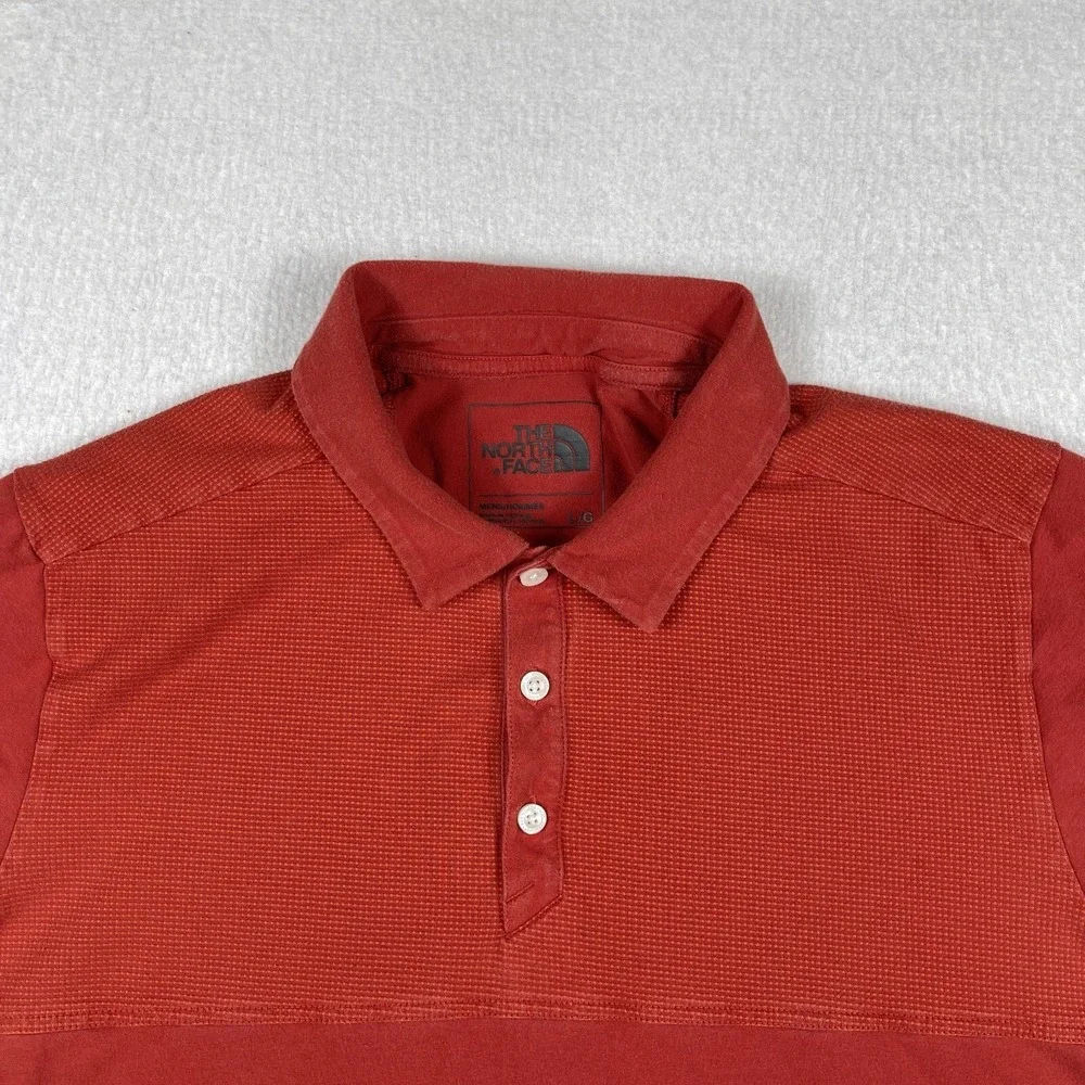 The North Face Polo Shirt Mens Large Red‎ Orange Outdoors Hiking Golf Casual